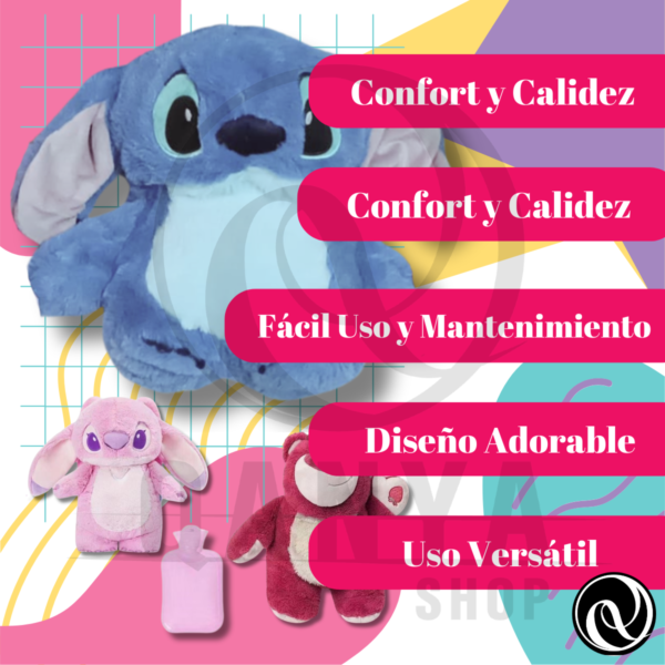 Peluche Anti Cólicos 30CM + Bolsa de Agua Caliente | Modelos Lotso, Stitch y Angela