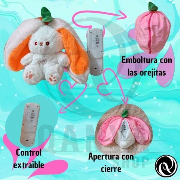 Peluche Conejo 40CM Con Efecto de Respiracion Con Controlador (extraible) con 5 Funciones