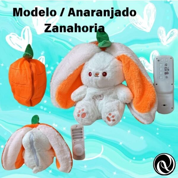 Peluche Conejo 40CM Con Efecto de Respiracion Con Controlador (extraible) con 5 Funciones