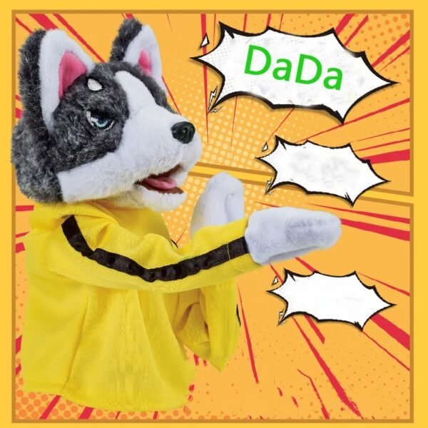 Perro Boxeador Amarillo 30CM Robot PELUCHE Blanco con Amarillo