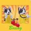 Perro Boxeador Amarillo 30CM Robot PELUCHE Blanco con Amarillo