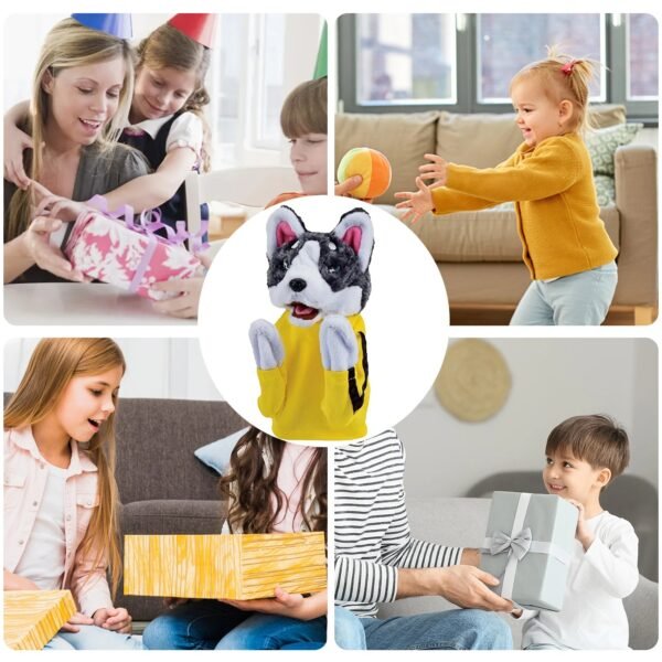 Perro Boxeador Amarillo 30CM Robot PELUCHE Blanco con Amarillo