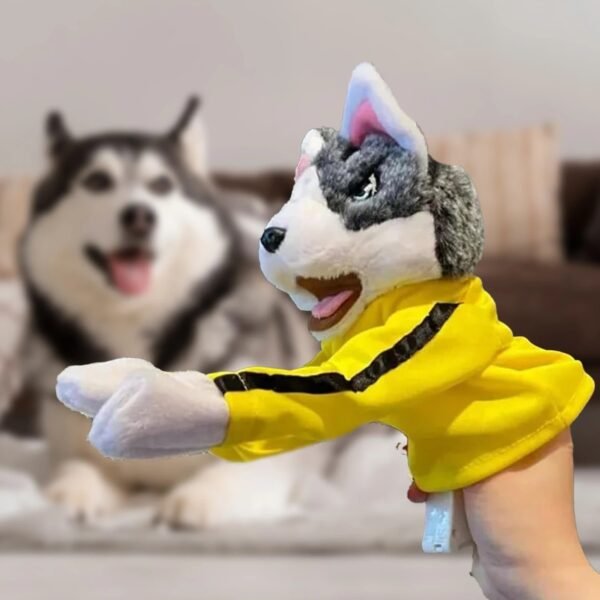 Perro Boxeador Amarillo 30CM Robot PELUCHE Blanco con Amarillo