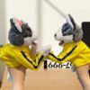 Perro Boxeador Amarillo 30CM Robot PELUCHE Blanco con Amarillo