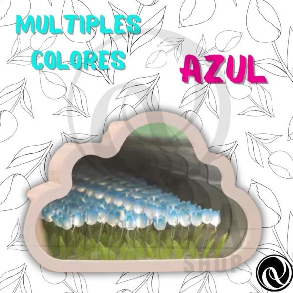 Lámpara de LED espejo de tulipanes, luz nocturna de nube de tulipán, regalo de cumpleaños 18cmx12cm