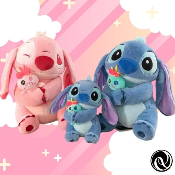 Peluche Pareja Stitch y Angela con muñeco de trapo: Adorable Angela Kawaii, Ideal para Regalos de Cumpleaños y Decoración de Habitaciones Infantiles