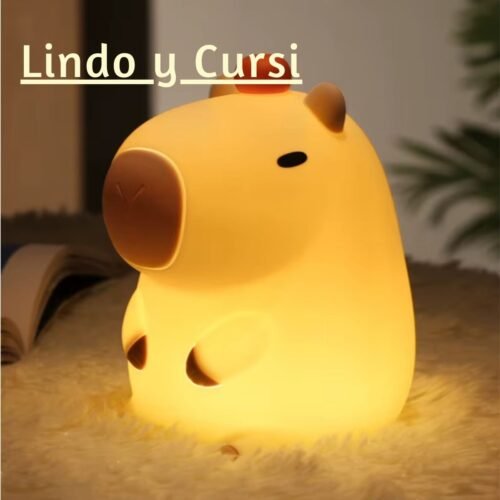 Lámpara Nocturna de Capibara Kawaii - Luz de Noche de Silicona Recargable USB para Dormitorios Infantiles