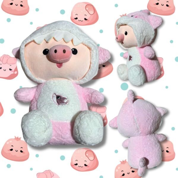 Peluche Cerdito Tiburón Rosa 2 en 1 – Nuotongqu (26 cm)🐷🦈