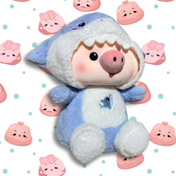 Peluche Cerdito Tiburón Rosa 2 en 1 – Nuotongqu (26 cm)🐷🦈