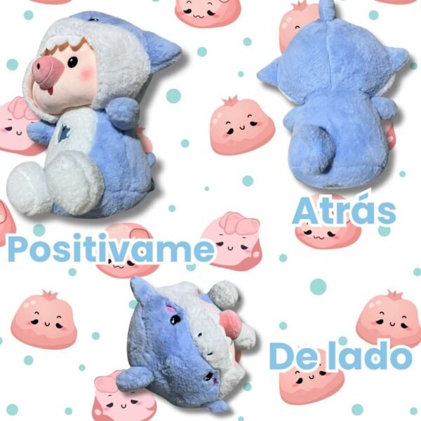 Peluche Cerdito Tiburón Rosa 2 en 1 – Nuotongqu (26 cm)🐷🦈
