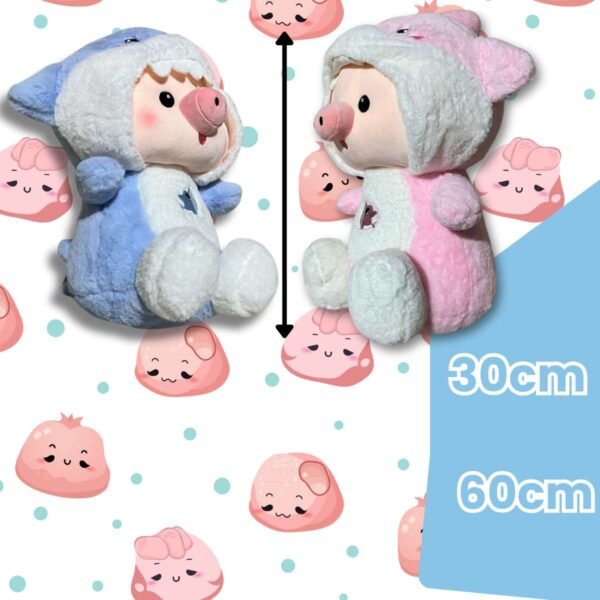 Peluche Cerdito Tiburón Rosa 2 en 1 – Nuotongqu (26 cm)🐷🦈