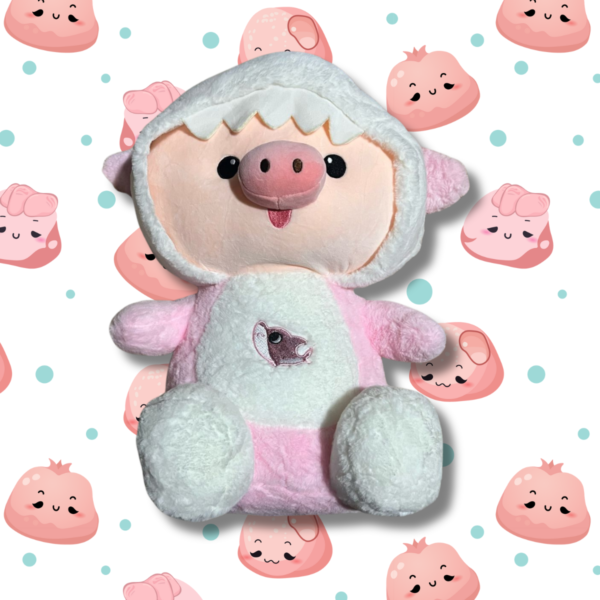 Peluche Cerdito Tiburón Rosa 2 en 1 – Nuotongqu (26 cm)🐷🦈