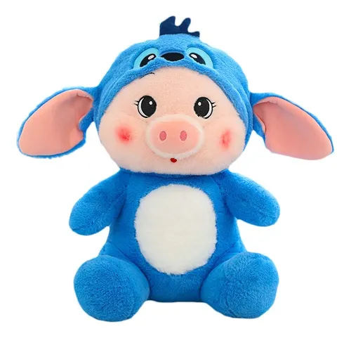 Peluche Cerdito con Traje de Stitch – ¡Ternura Kawaii en su Máxima Expresión! 🐷💙