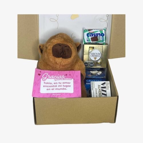 Box Estándar – Peluche Capibara Con efecto de Respiración+ Dulces – N°04