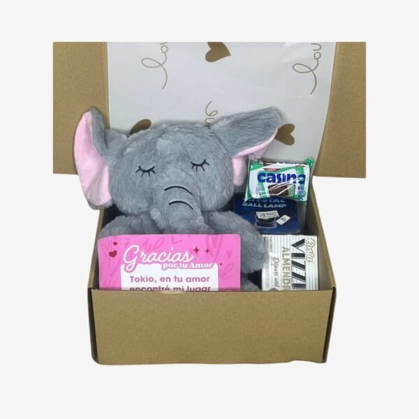 Box Estándar – Peluche Elefante + Dulces – N°01