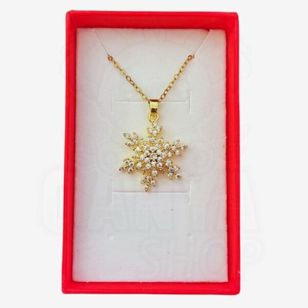 Collar de Acero Inoxidable con Colgante de Flor Giratoria y Circonita – Diseño Geométrico en Dorado para Mujer Copo de nieve dorado Collar de Acero Inoxidable con Colgante de Flor Giratoria y Circonita – Diseño Geométrico en Dorado para Mujer