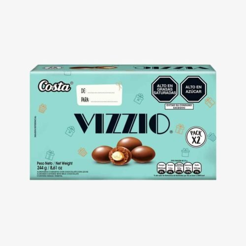 Costa Vizzio Twopack 244g – Almendras Cubiertas con Chocolate con Leche, Pack de 2 Unidades