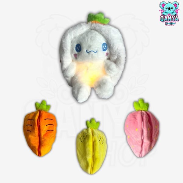 Peluche Cinnamoroll Fresa, Zanahoria, Piña 30CM Anti Estrés Con Efecto de Respiración | Cableado con 1 Botón