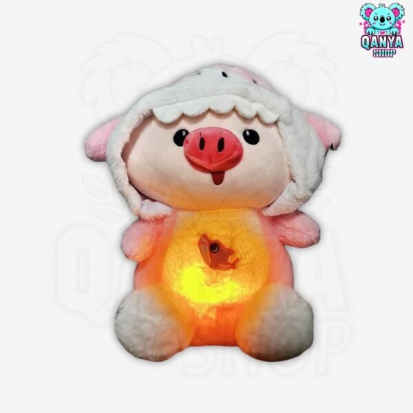 Peluche Cerdito con Traje de Tiburón 30CM Anti Estrés con Efecto de Respiración | Cableado con 1 Botón