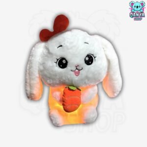 Peluche Conejo con Zanahoria 30CM Anti Estrés con Efecto de Respiración | Cableado con 1 Botón