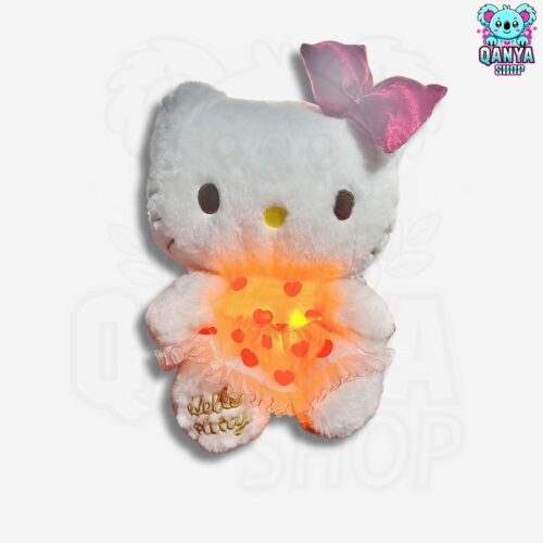 Peluche Hello Kitty con Vestido Corazonado 35CM Anti Estrés con Efecto de Respiración | Cableado con 1 Botón