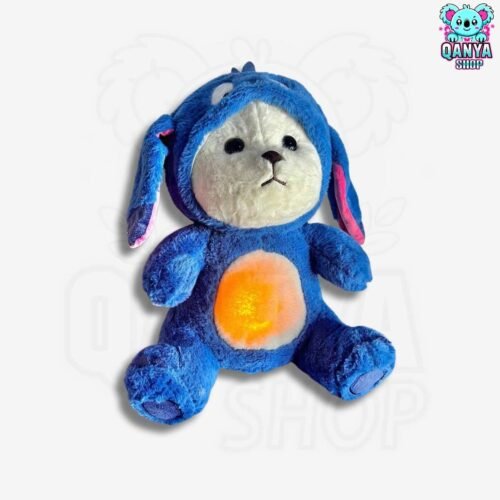 Peluche Oso Polar con Traje de Stitch 40CM Anti Estrés con Efecto de Respiración | Cableado con 1 Botón