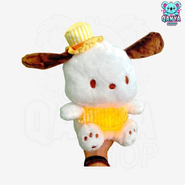 Peluche Pochacco Traje Verano Piña Amarillo 30CM Anti Estrés con Efecto de Respiración | Cableado con 1 Botón
