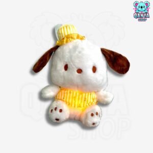 Peluche Pochacco Traje Verano Piña Amarillo 30CM Anti Estrés con Efecto de Respiración | Cableado con 1 Botón