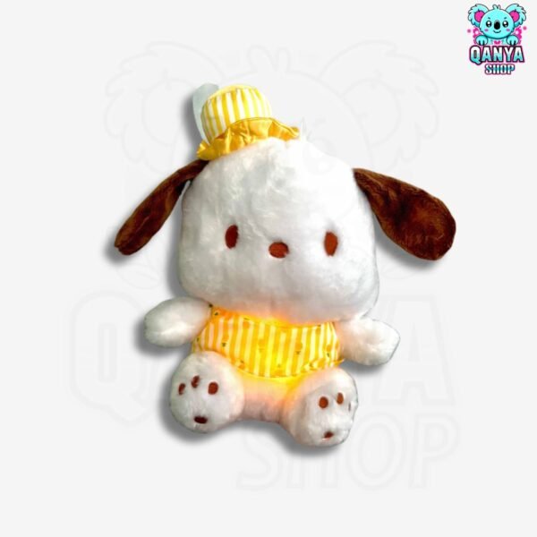 Peluche Pochacco Traje Verano Piña Amarillo 30CM Anti Estrés con Efecto de Respiración | Cableado con 1 Botón