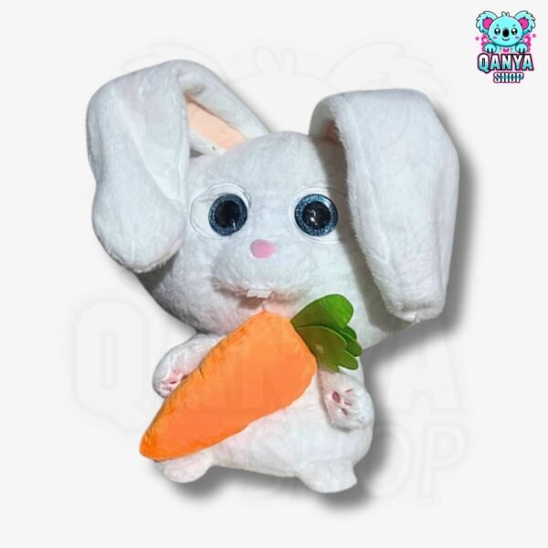 Peluche Conejo Snowball con Zanahoria (35 cm) Anti Estrés | Efecto Respiración con Luz y Sonido