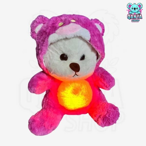 Peluche Oso Polar 35 cm con Traje Rosa Tipo Lotso Anti Estrés con Efecto Respiración y Luz