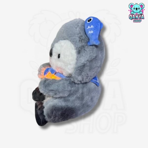 Peluche Pingüino con Pez 35CM Anti Estrés con Efecto de Respiración | Cableado con 1 Botón