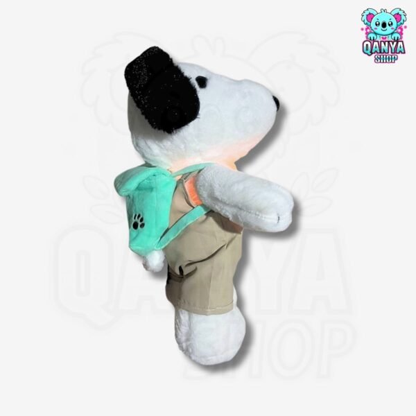 Peluche Snoopy con Overol y Mochila Anti Estrés con Efecto Respiración y Luz 40 cm y 60 cm