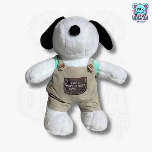 Peluche Snoopy con Overol y Mochila Anti Estrés con Efecto Respiración y Luz 40 cm y 60 cm