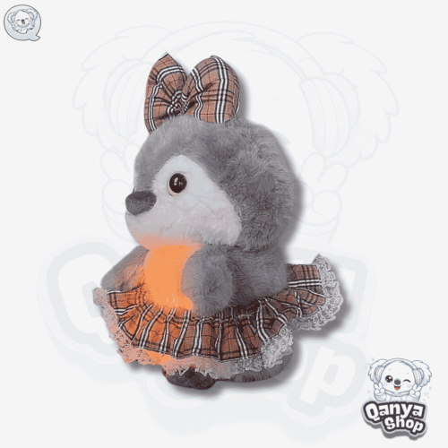 Peluche Pingüino con Tutú y Moño 38 cm, con Efecto Respiración con Luz y Sonido