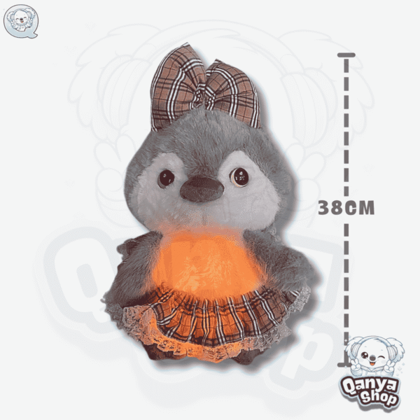 Peluche Pingüino con Tutú y Moño 38 cm, con Efecto Respiración con Luz y Sonido