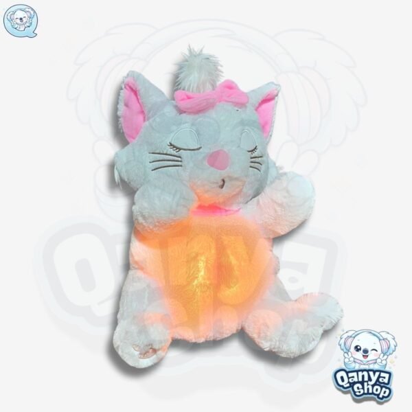Peluche Gato Marie Ojo Cerrado 35cm Efecto Respiración con Luz y Sonido