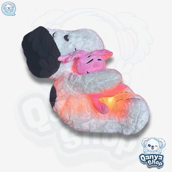 Peluche Snoopy con Conejito Sonriente (Smiling Bunny) 35cm Efecto Respiración con Luz y Sonido