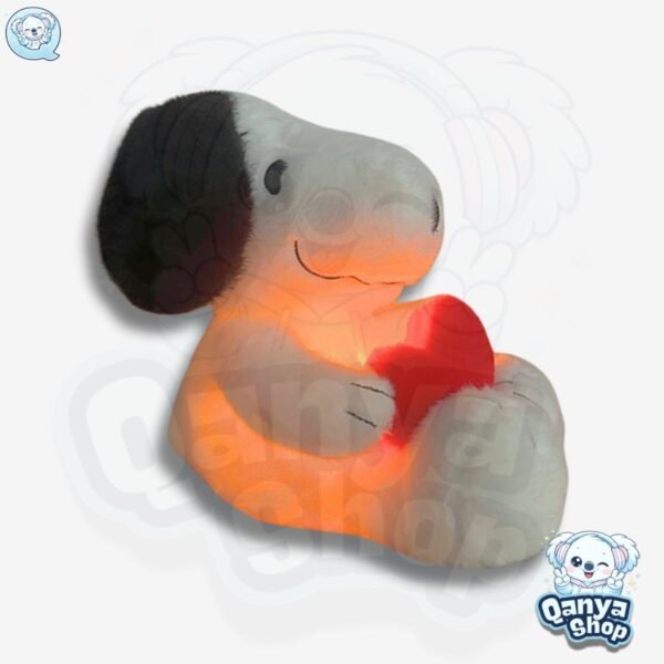 Peluche Snoopy con Corazón 30 cm Efecto Respiración con Luz y Sonido