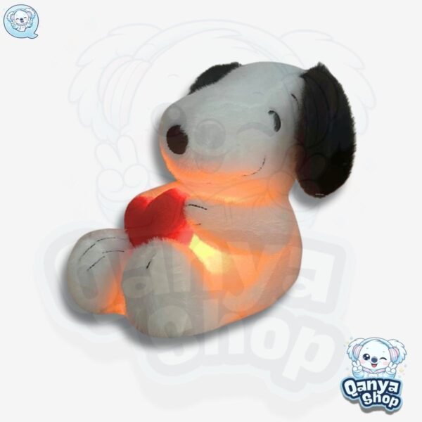 Peluche Snoopy con Corazón 30 cm Efecto Respiración con Luz y Sonido