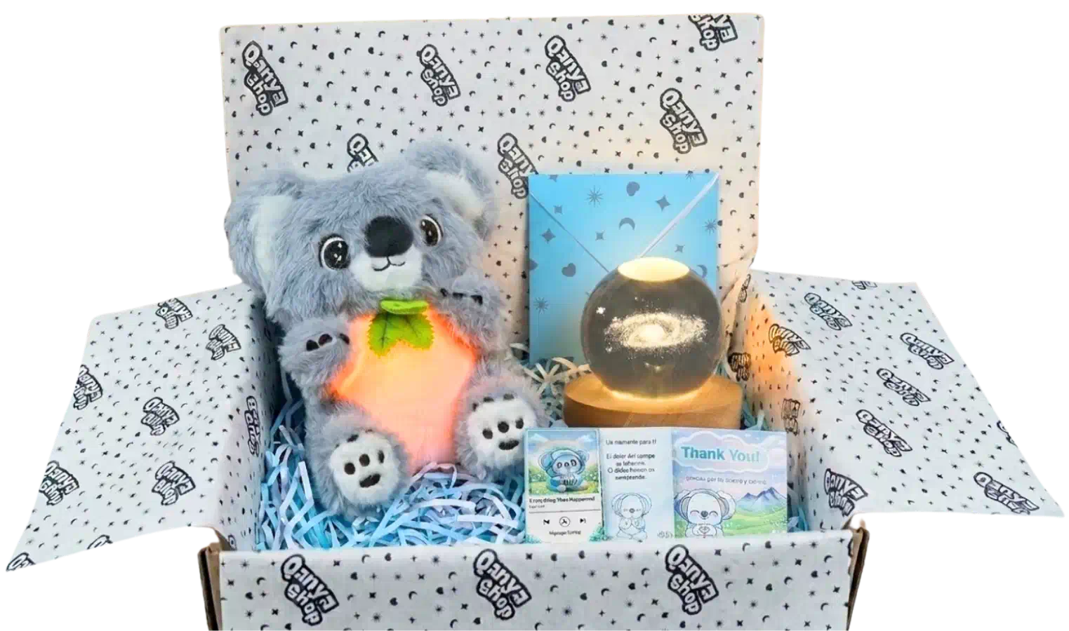 Caja de regalo Qanya con peluche y detalle especial