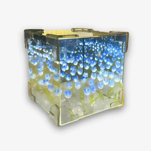 Lámpara Infinity Bloom Cube con Espejo Infinito y Tulipanes LED DIY 10 cm | Qanya Shop