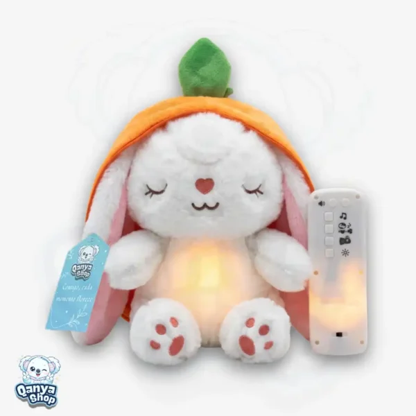 Peluche Bunny Sweet Dreams 30 cm con Efecto de Respiración, Luz, Sonido y Controlador Extraíble | Qanya Shop