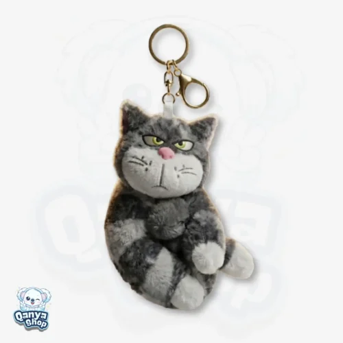 Llavero Gato Lucifer – Peluche Kawaii Gris 14 cm | Qanya Shop